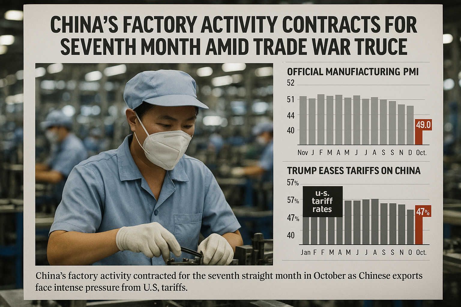 China’s Manufacturing Sector Struggles for Seventh Straight Month Amid Trade Tariff Pressures