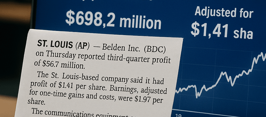 Belden Reports Third Quarter Earnings