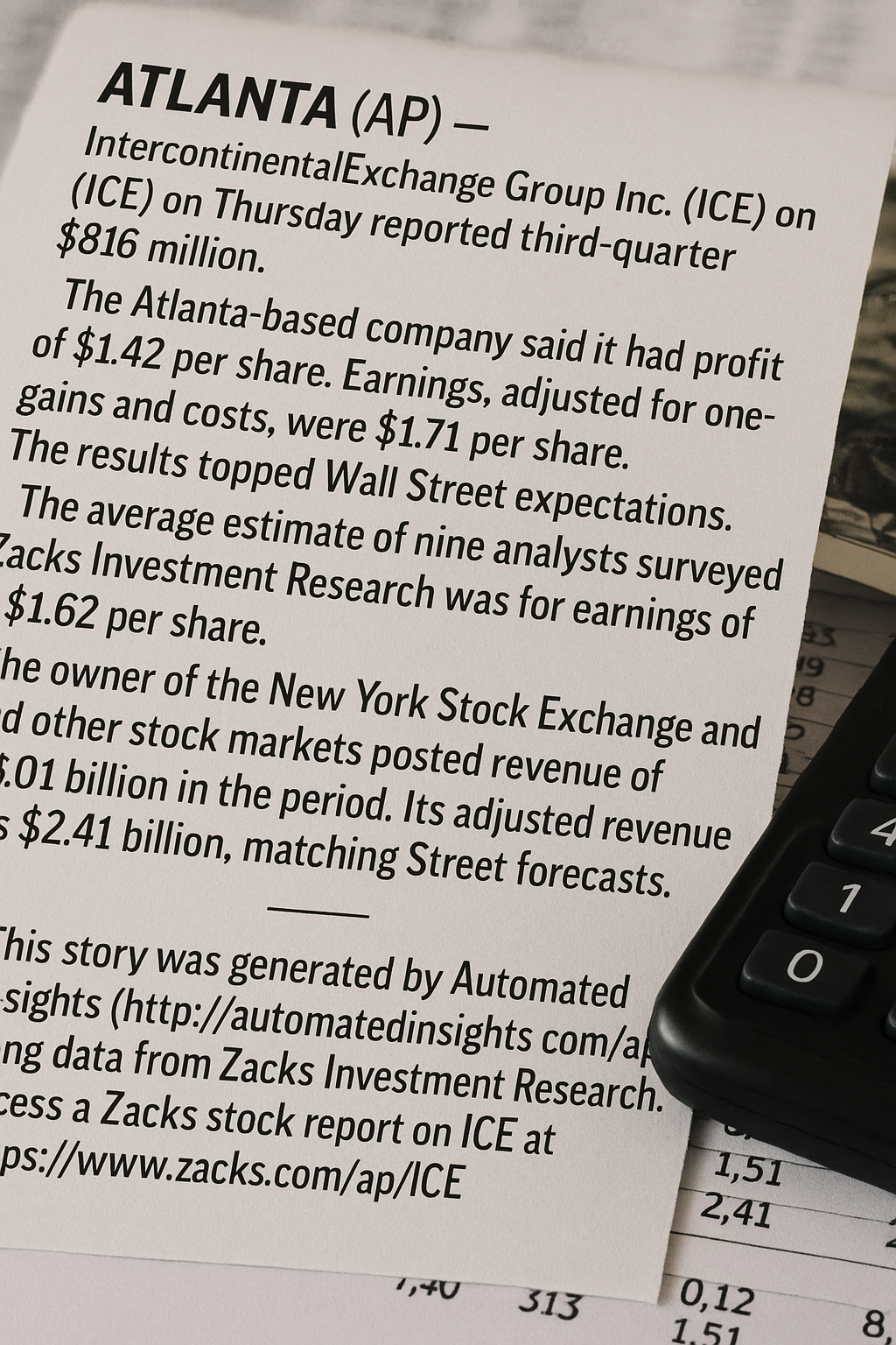 Intercontinental Exchange Reports Strong Q3 Earnings