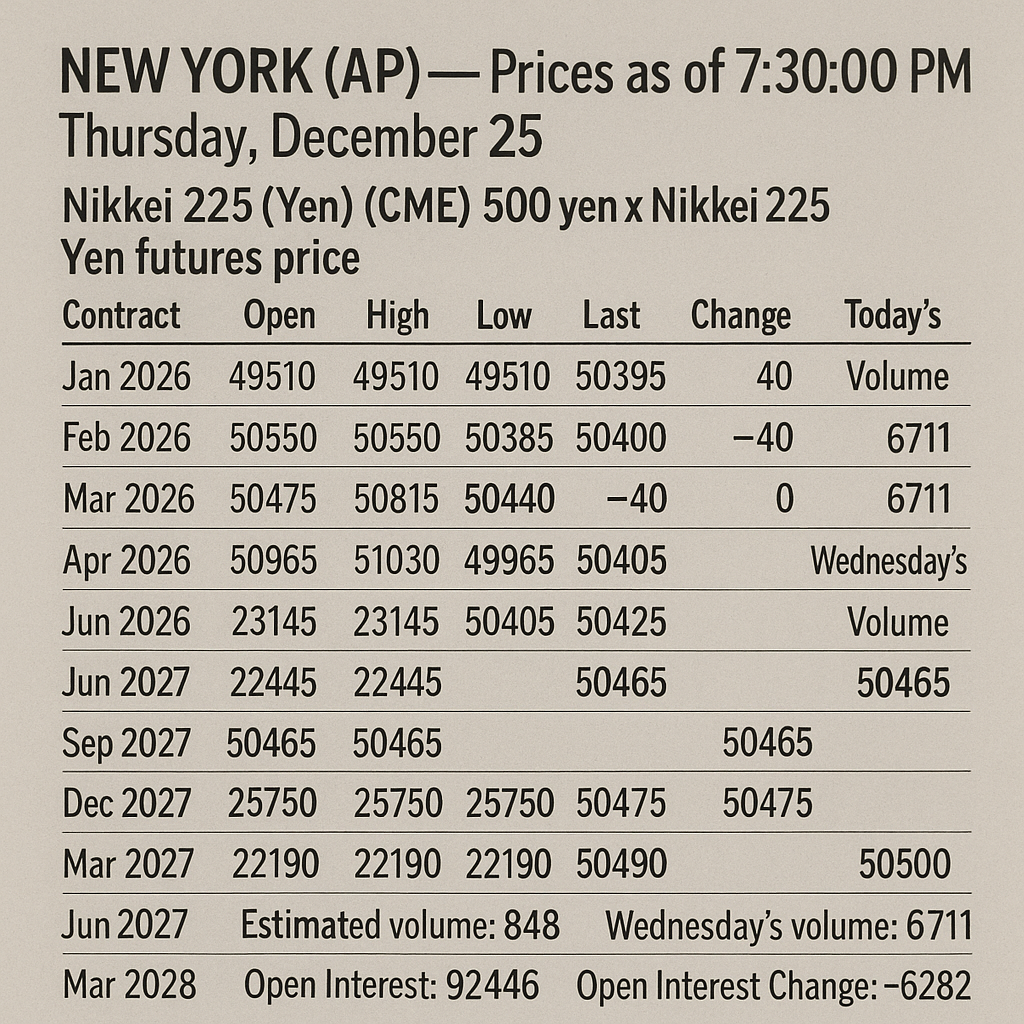 Nikkei 225 Futures Update