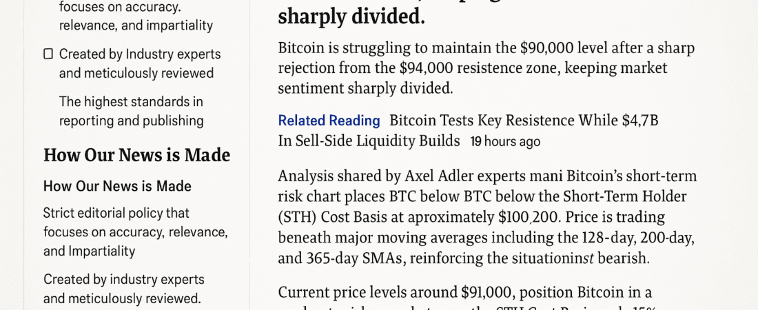 Bitcoin Faces High Volatility as Short-Term Holders Experience Losses