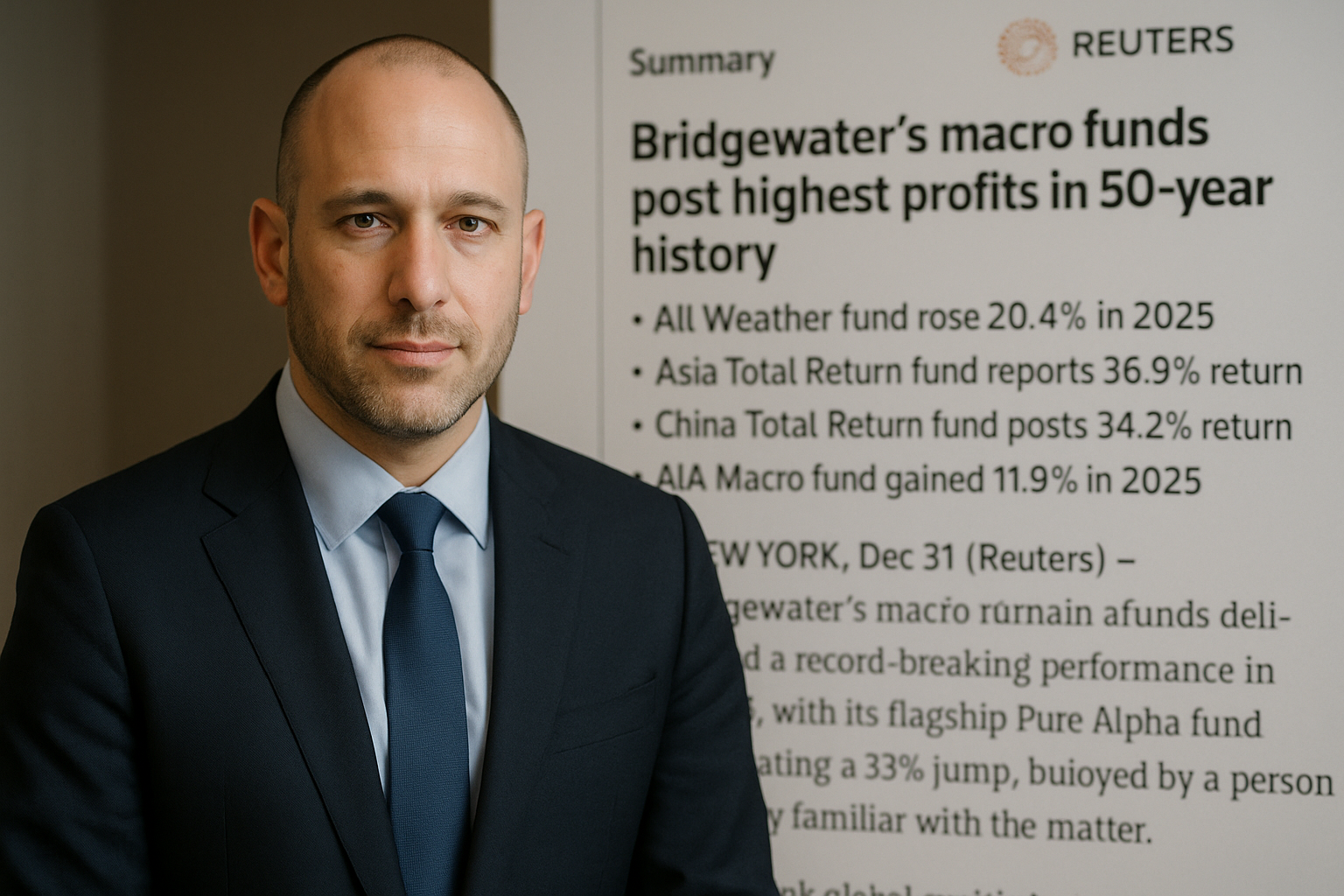 Bridgewater’s Pure Alpha Fund Rises 33% in 2025, Leading the Hedge Fund Sector