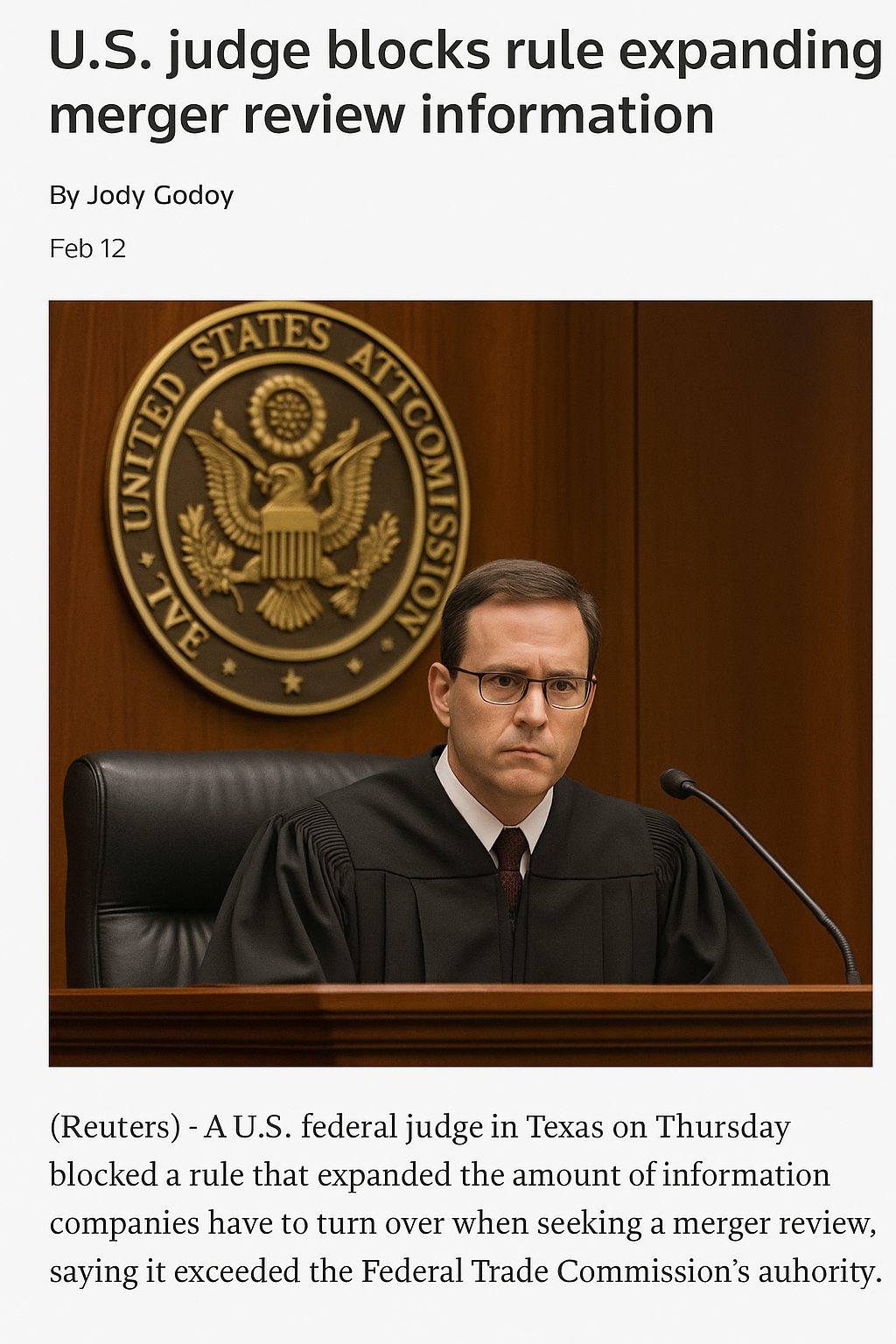 U.S. Court Renders Judgment Against Expanded Merger Disclosure Regulation